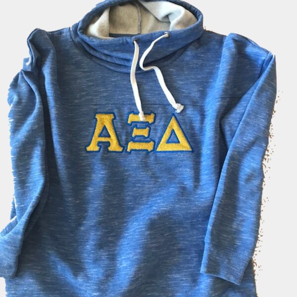 AXiD Glitter Greek Letter Women's Melange Fleece Cowlneck Pullover Thumbnail
