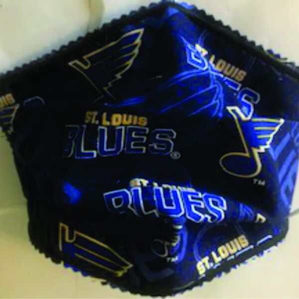 FACEMASK - NON-MEDICAL HOMEMADE MASK -2-PLY CLOTH - WASHABLE- STL BLUES ON NAVY  Thumbnail